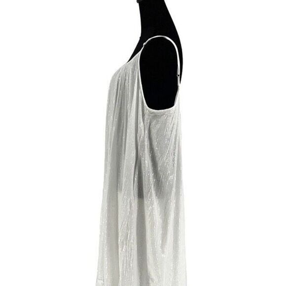 Debbie Katz‎ Womens Tierred Pleated Sleeveless Boho Maxi Dress White Silver Size - Picture 3 of 7